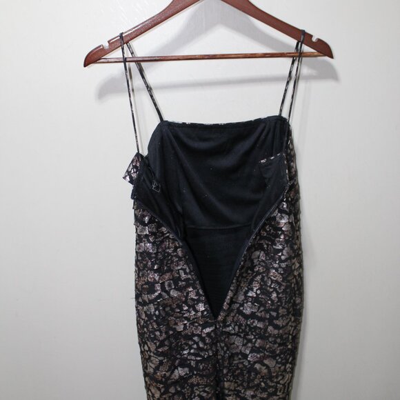 COLLECTION DRESSBARN Spaghetti Strap Metallic Print Evening Mini Dress 6 EUC - Picture 8 of 12